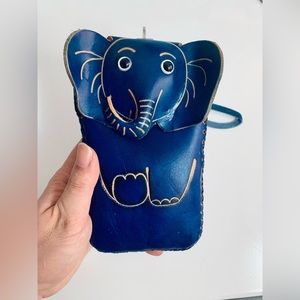 Handmade Blue Leather Elephant Handbag